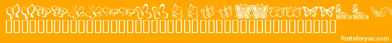 KrButterflies-Schriftart – Weiße Schriften auf orangefarbenem Hintergrund