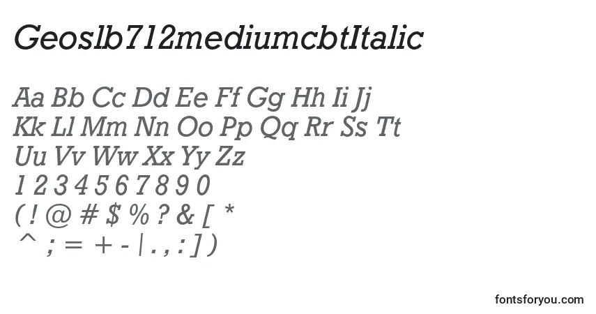 Czcionka Geoslb712mediumcbtItalic – alfabet, cyfry, specjalne znaki