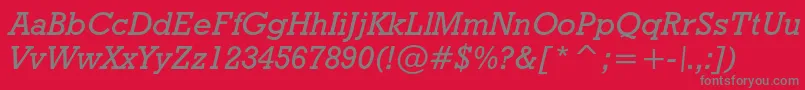 Geoslb712mediumcbtItalic-Schriftart – Graue Schriften auf rotem Hintergrund