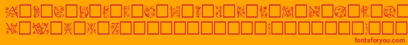 KochInitialen-Schriftart – Rote Schriften auf orangefarbenem Hintergrund