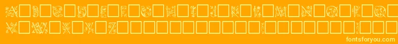 KochInitialen Font – Yellow Fonts on Orange Background