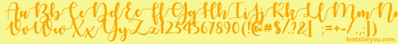 AutumnInNovember-Schriftart – Orangefarbene Schriften auf gelbem Hintergrund