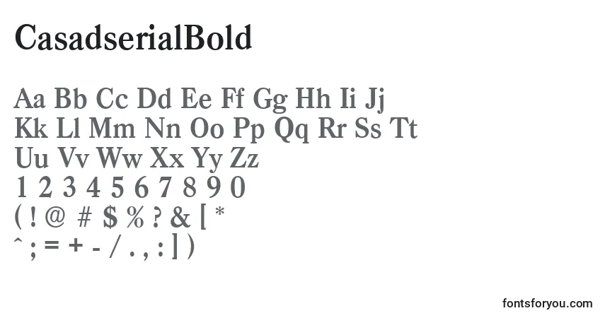 A fonte CasadserialBold – alfabeto, números, caracteres especiais