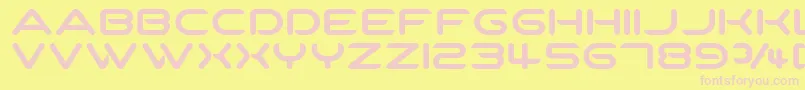 SpartakusRound-fontti – vaaleanpunaiset fontit keltaisella taustalla