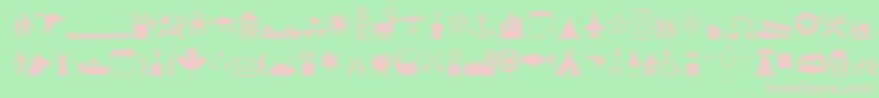 Isaswfte-fontti – vaaleanpunaiset fontit vihreällä taustalla