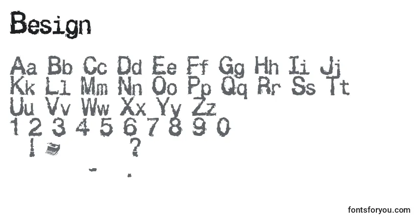 A fonte Besign – alfabeto, números, caracteres especiais