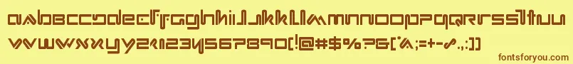 フォントXephyrcond – 茶色の文字が黄色の背景にあります。