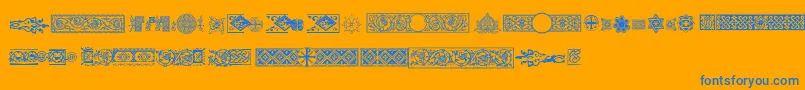 Pfornmtreasures2Regular-Schriftart – Blaue Schriften auf orangefarbenem Hintergrund