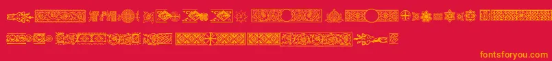Pfornmtreasures2Regular-Schriftart – Orangefarbene Schriften auf rotem Hintergrund