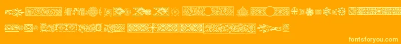 Fonte Pfornmtreasures2Regular – fontes amarelas em um fundo laranja