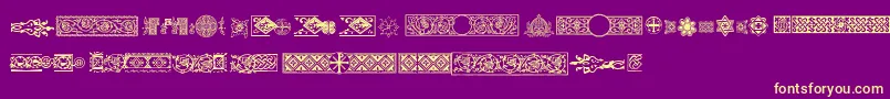 Шрифт Pfornmtreasures2Regular – жёлтые шрифты на фиолетовом фоне