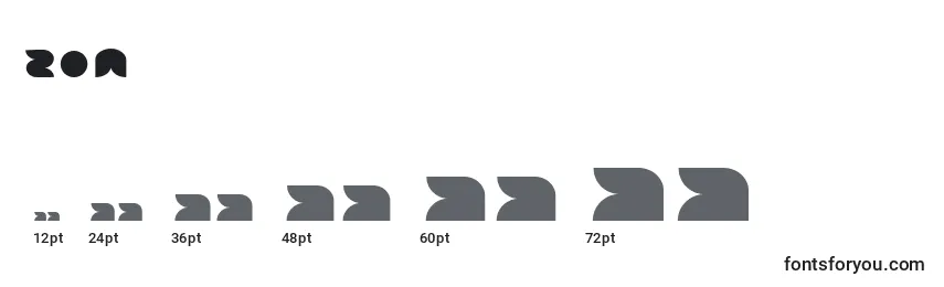Размеры шрифта Zon