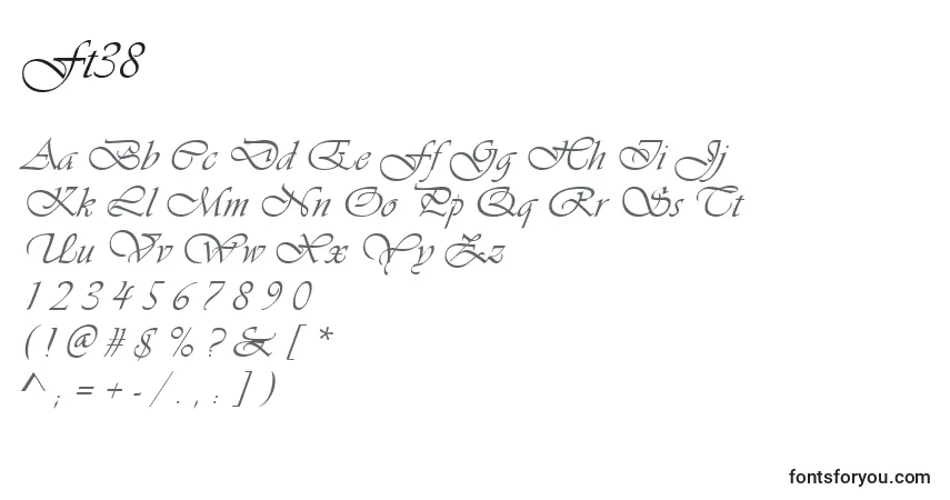 Czcionka Ft38 – alfabet, cyfry, specjalne znaki
