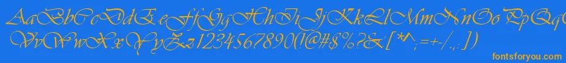 Ft38-Schriftart – Orangefarbene Schriften auf blauem Hintergrund