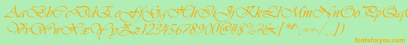 Ft38-Schriftart – Orangefarbene Schriften auf grünem Hintergrund