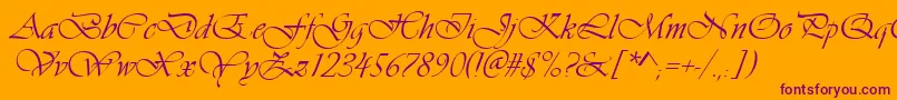 Ft38-Schriftart – Violette Schriften auf orangefarbenem Hintergrund