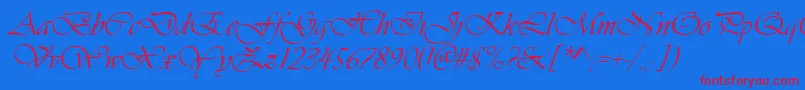 Ft38-Schriftart – Rote Schriften auf blauem Hintergrund