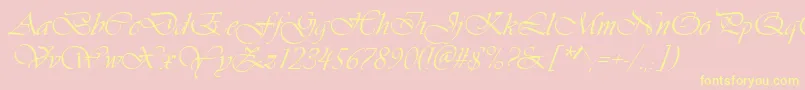 Fonte Ft38 – fontes amarelas em um fundo rosa