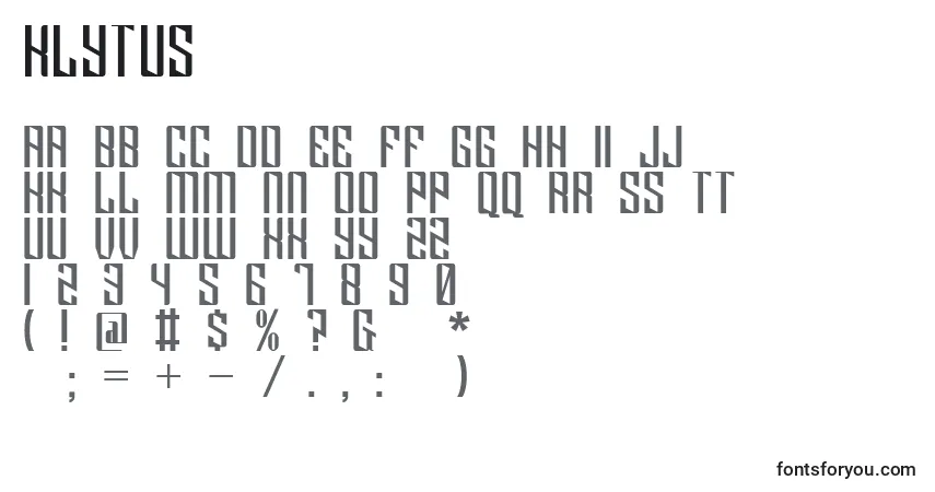 Schriftart Klytus – Alphabet, Zahlen, spezielle Symbole