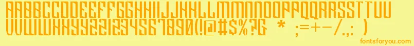 Klytus-Schriftart – Orangefarbene Schriften auf gelbem Hintergrund