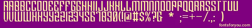 Klytus Font – Yellow Fonts on Purple Background