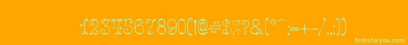 Figured-Schriftart – Grüne Schriften auf orangefarbenem Hintergrund