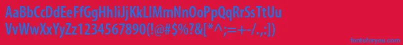 MyriadproSemiboldcond-Schriftart – Blaue Schriften auf rotem Hintergrund