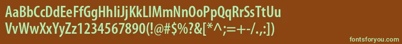 フォントMyriadproSemiboldcond – 緑色の文字が茶色の背景にあります。