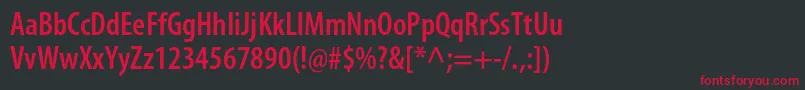 MyriadproSemiboldcond Font – Red Fonts on Black Background