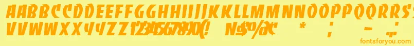 フォントBancoNormal – オレンジの文字が黄色の背景にあります。