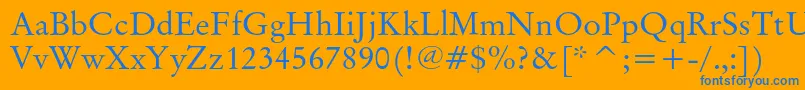 Originalgaramondcbt-Schriftart – Blaue Schriften auf orangefarbenem Hintergrund