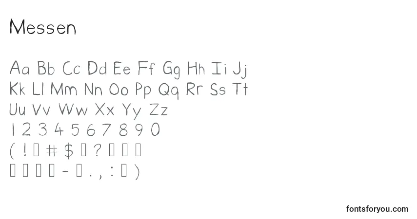 Schriftart Messen – Alphabet, Zahlen, spezielle Symbole