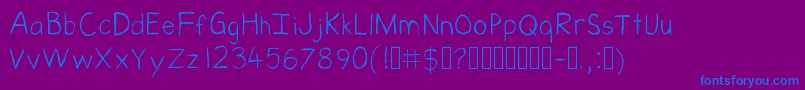 Messen-Schriftart – Blaue Schriften auf violettem Hintergrund