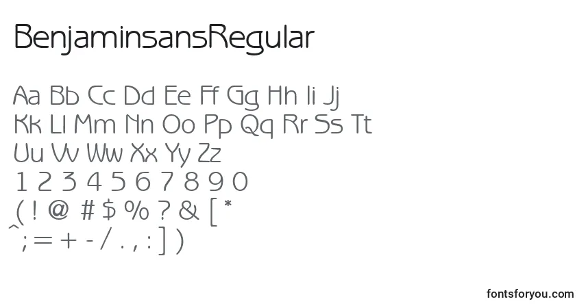 A fonte BenjaminsansRegular – alfabeto, números, caracteres especiais
