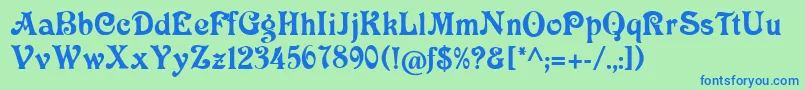 フォントVictoriacat – 青い文字は緑の背景です。