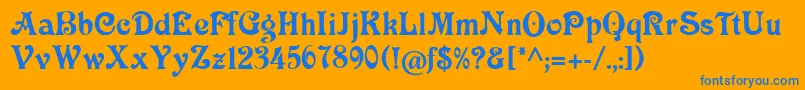 Victoriacat-Schriftart – Blaue Schriften auf orangefarbenem Hintergrund