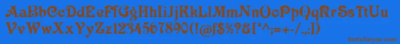 Victoriacat-Schriftart – Braune Schriften auf blauem Hintergrund