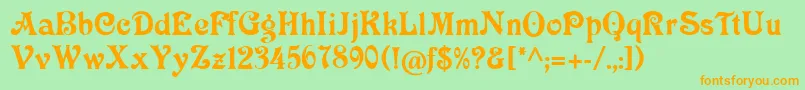 Victoriacat-Schriftart – Orangefarbene Schriften auf grünem Hintergrund