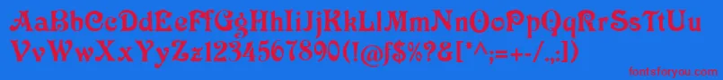 Victoriacat-Schriftart – Rote Schriften auf blauem Hintergrund