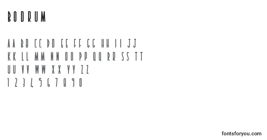 A fonte Bodrum – alfabeto, números, caracteres especiais