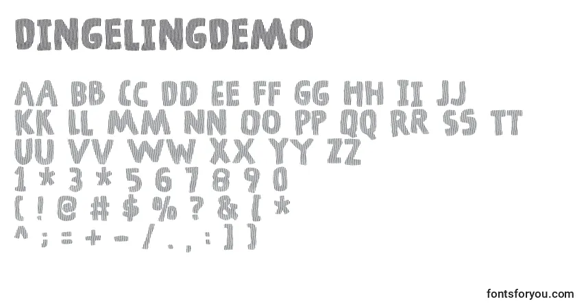 Czcionka DingelingDemo – alfabet, cyfry, specjalne znaki