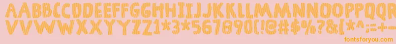 DingelingDemo-Schriftart – Orangefarbene Schriften auf rosa Hintergrund