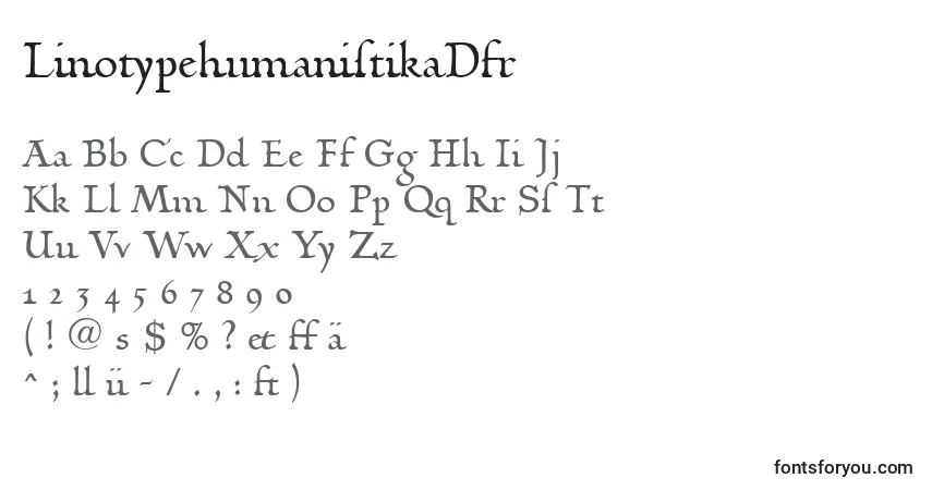 LinotypehumanistikaDfr-fontti – aakkoset, numerot, erikoismerkit