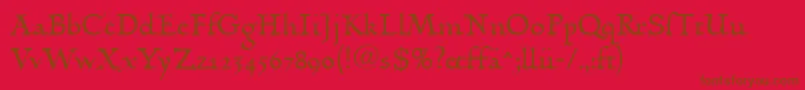 LinotypehumanistikaDfr Font – Brown Fonts on Red Background