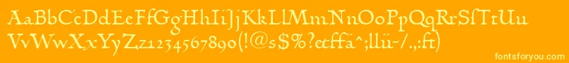 LinotypehumanistikaDfr Font – Yellow Fonts on Orange Background