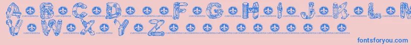 Weitere Informationen zur MotorpiecesdemoRegular-Schriftart MotorpiecesdemoRegular-Schriftart – Blaue Schriften auf rosa Hintergrund