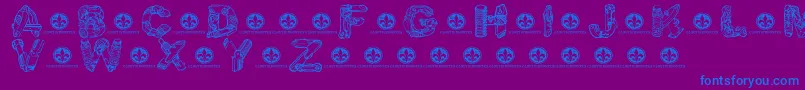 MotorpiecesdemoRegular-Schriftart – Blaue Schriften auf violettem Hintergrund
