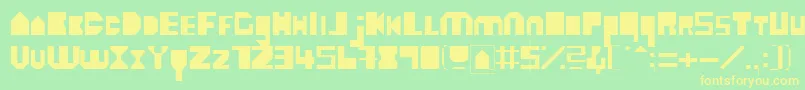フォントHeavyloudedgeLight – 黄色の文字が緑の背景にあります