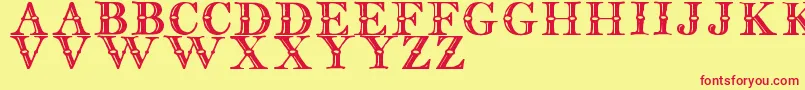 EnglishTwoLineTfb Font – Red Fonts on Yellow Background