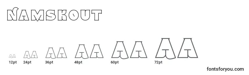 Размеры шрифта Namskout